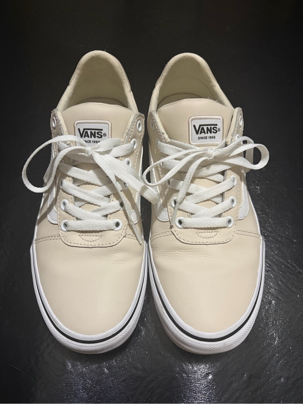 Vans Cream Low-Top Lace-Up Sneakers